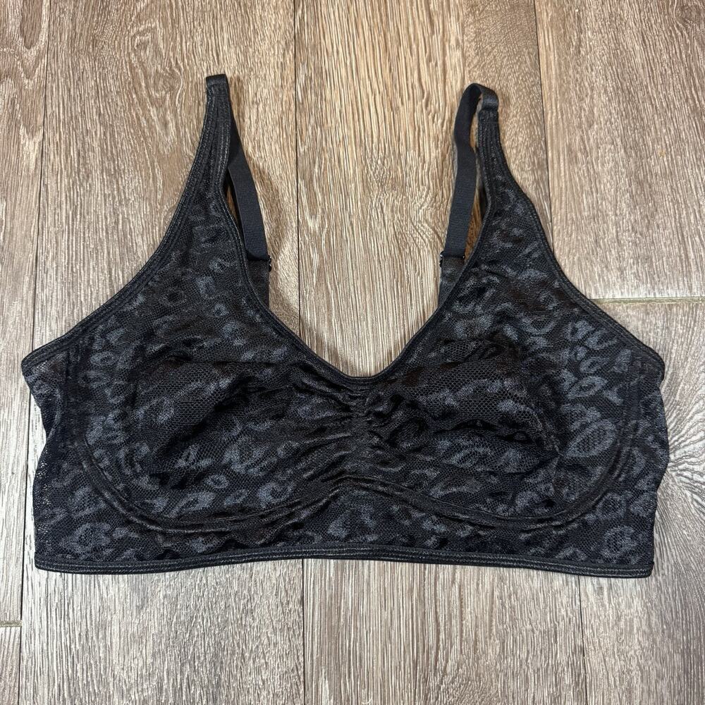 Ruby Ribbon Allure Lace Demiette 36 Black Leopard Mesh Bra Style 1763